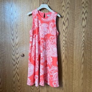 Coral/White Studio One Sleeveless Dress
